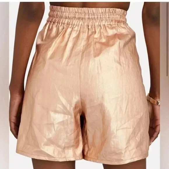 NEW A.L.C. Metallic Linen Shorts Rosegold size Small - Picture 3 of 11